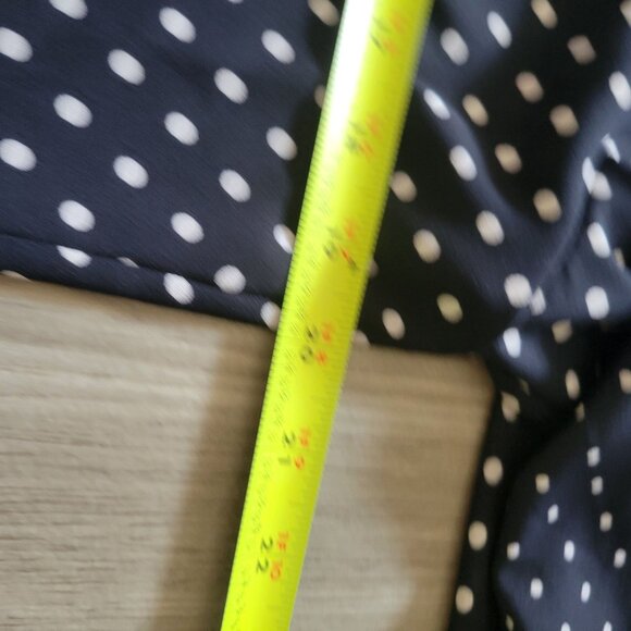 Talbots Navy Polka Dot Blouse M Womens Ruffle Hem Bell Sleeve 100% Polyester Ele - Picture 7 of 8